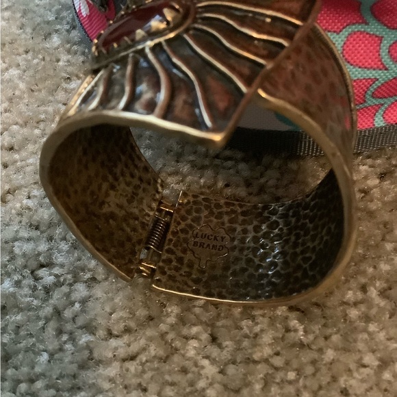 Like New Lucky Brand Gold w/ Rust Stone Set: Necklace, Earrings & Bracelet - Picture 4 of 8